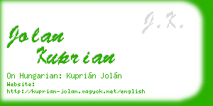 jolan kuprian business card